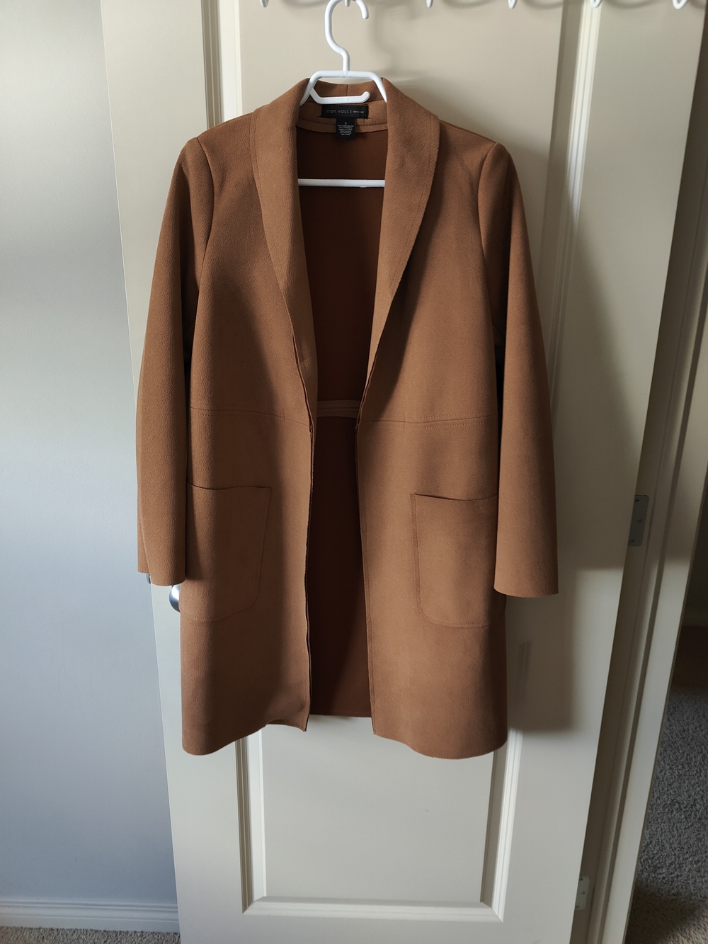 Joan Vass Open-Front Camel Trench Coat